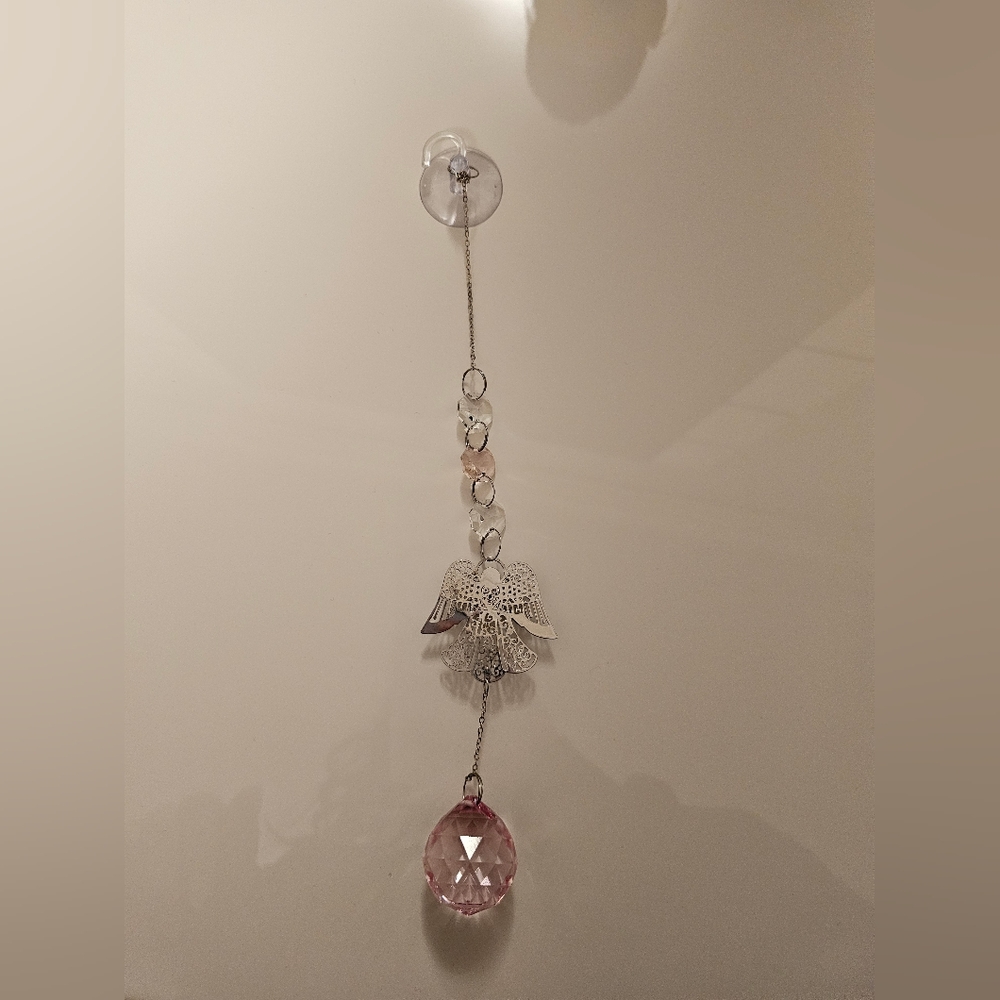 Silver and Pink Hanging Decoration for Glass Windows